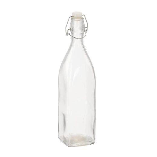Glasflasche 950 ml mit quadratischem Boden und Bügelverschluss