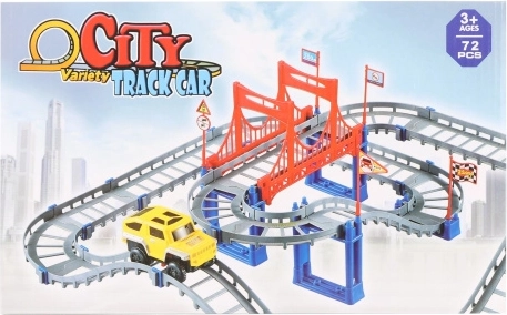 Kunststoff-Klapp-Rennstrecke mit Brücke und batteriebetriebenem Auto