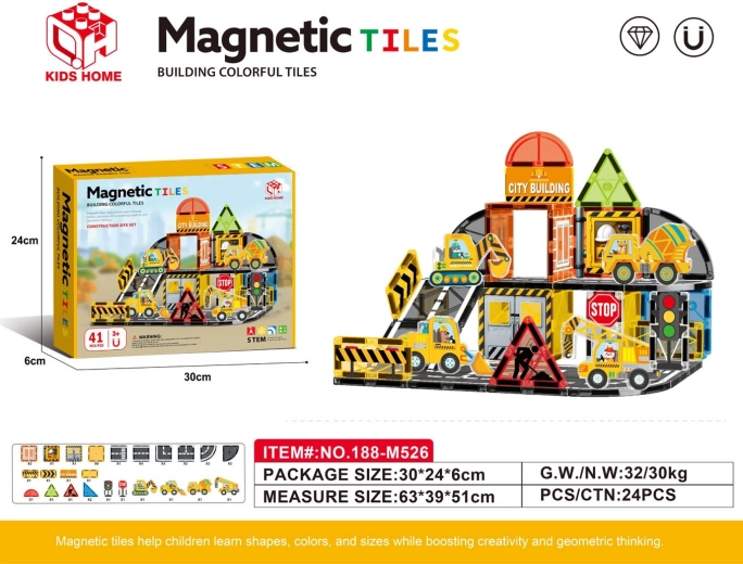 Magnetisches Konstruktionsset Baustelle, 41 Teile
