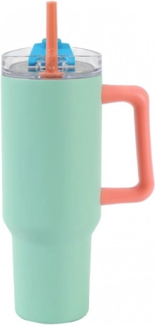 Großer Thermobecher mit Strohhalm – grün 1200 ml