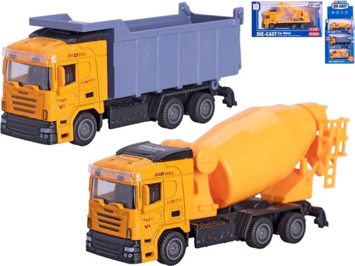 Metallmodell eines Baustellenfahrzeugs 1:50 mit Rückzug, Mix-Typen