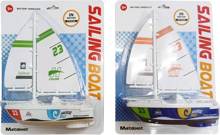 Holzsegelboot 21 cm – Dekoration und Spielzeug in 2 Designs