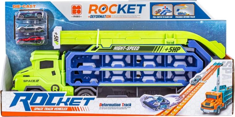 4-in-1: Transporter, Garage, Abschleppwagen und Startrampe