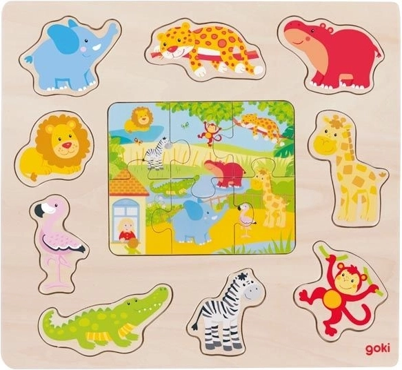Holzpuzzle und Einlegepuzzle Zoo-Tiere