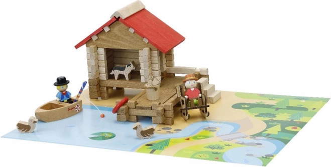 Jeujura Holzbaukasten Fischerhütte 90 Teile
