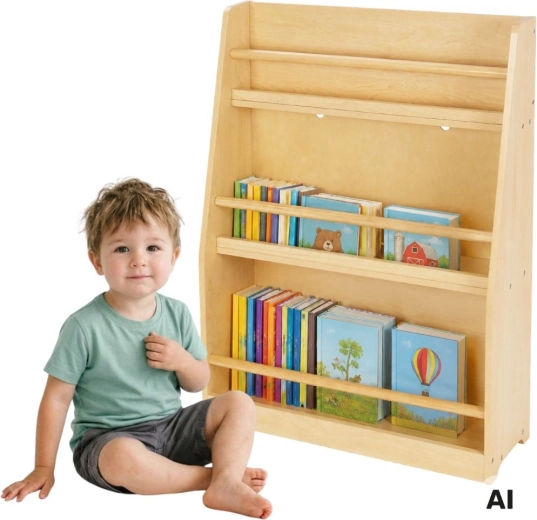 Kinder-Holzbücherregal TOOKY TOY mit 3 Ablagen