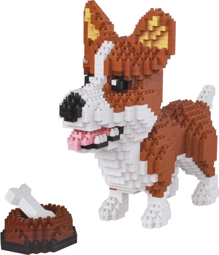 Bausatz Welsh Corgi mit Napf und Knochen, 1200 Teile