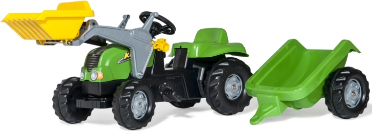 Rolly Toys rollyKid-X Pedaltraktor mit Frontlader und Anhänger, grün