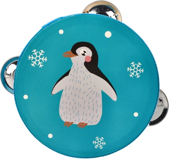 Tamburin mit Pinguin für Kinder 13 cm