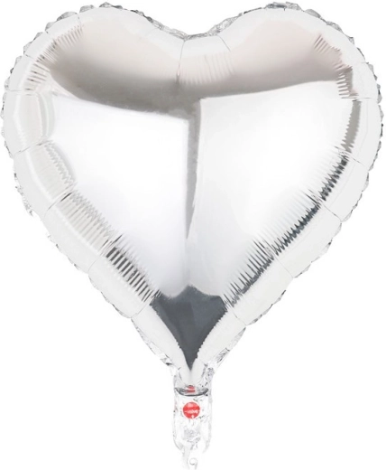 Silberner Folienballon Herz 45 cm