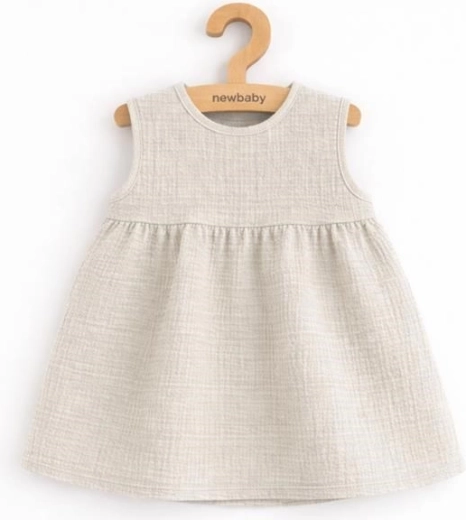 Musselin-Babykleid New Baby Ella, Leinenoptik, Gr. 62 (3–6 Monate)