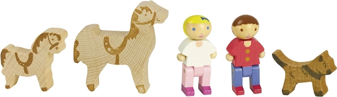 Jeujura Holzfiguren für Bausätze mit Pferden, 5 Stk.
