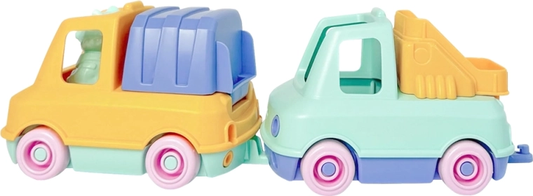 Simple. Set mit Autos für Sand und Wasser – Feuerwehrauto und Müllwagen