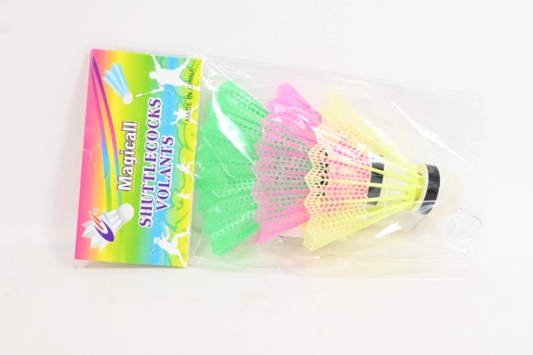Neonfarbene Badminton-Federbälle – Set 3 Stück (gelb, rosa, grün)