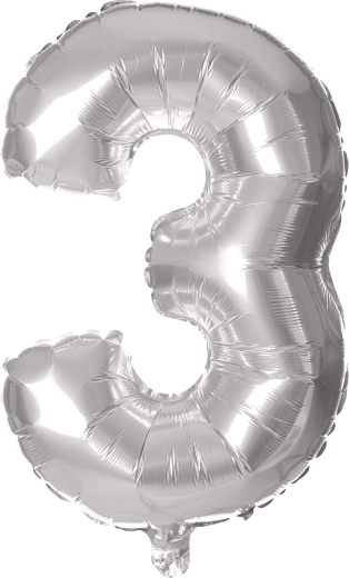 Folienballon Zahl 3 30 cm silber TORO