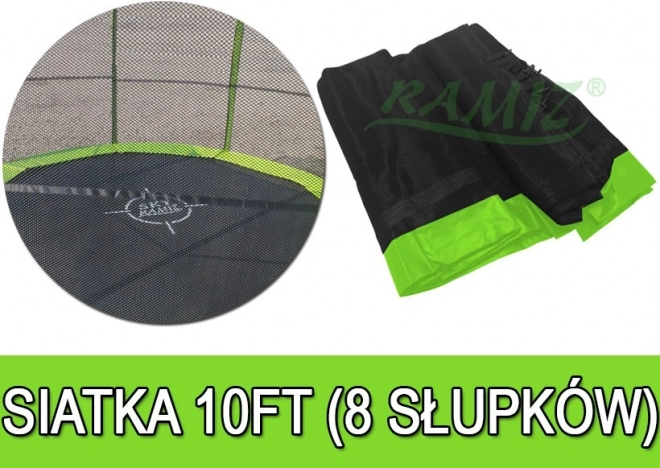 Sicherheitsnetz für Trampolin 305 cm (10 ft), 8 Pfostenhülsen, grün, SkyRamiz