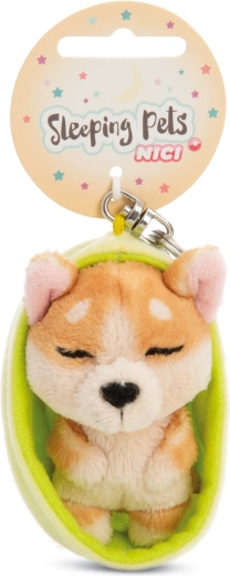 Nici Schlüsselanhänger schlafender Welsh Corgi 12 cm mit grünem Etui
