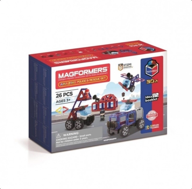 Magnetische Bausteine Magformers Amazing Police – Polizei- und Rettungsset mit 26 Teilen
