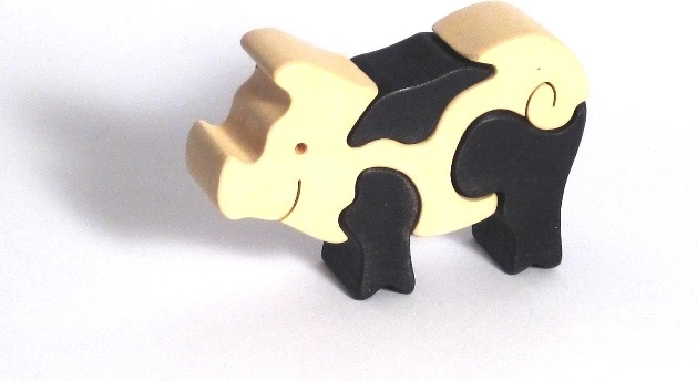 Fauna Holz-Einlegepuzzle kleines Schweinchen