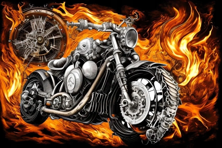 Norimpex Diamantmalerei Motorrad mit Flammen 30 × 40 cm