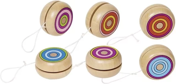 Holz-Jojo mit bunten Ringen