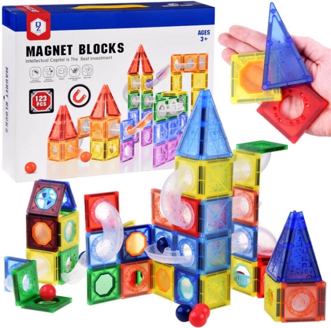 Magnetische Konstruktionsspielzeug Murmelbahn 123 Teile