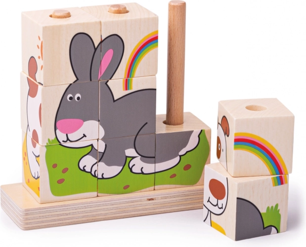 Bigjigs Baby Holz-Steckwürfel Tiere