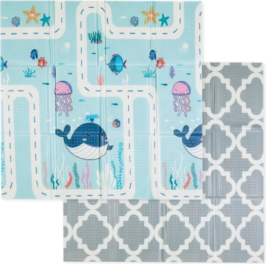 Faltbare Spielmatte Petite&Mars Campy L 130 × 200 cm animals & hexagon
