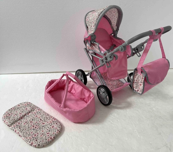 Puppenwagen 3-in-1 Pink Flowers