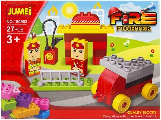 Jumei 3+ Bausteinset Feuerwehrwache – 27 Teile, 26 × 19 cm - 1 Stück