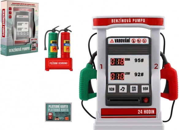 Kinder-Benzinpumpe mit Batterien, Sound und Licht