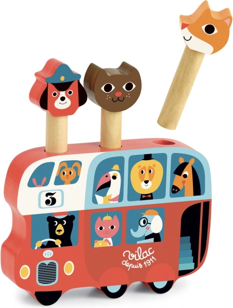 Holz Abschuss-Spiel Bus mit Tieren