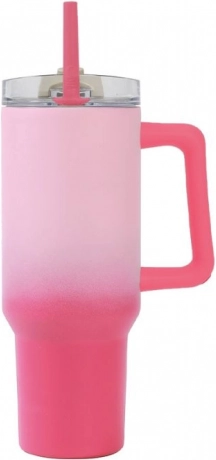 Großer Thermobecher mit Strohhalm – rosa