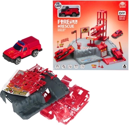 Feuerwehr-Parkplatz mit Fahrzeug