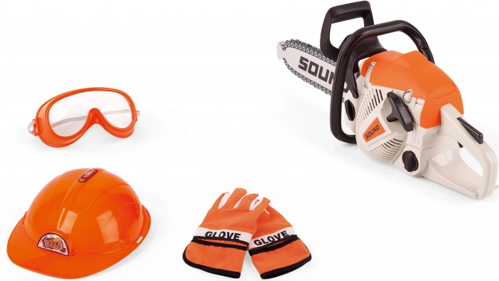 Motorsäge mit Effekten 35 cm – Kinderset mit Helm und Brille