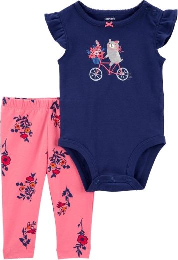 Carter's 2-teiliges Baby-Set – Kurzarm-Body und Leggings Navy Bike (Mädchen)