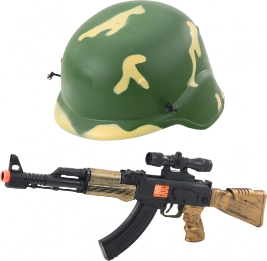 Militärspiel-Set für Kinder mit Helm und Geräuschgewehr