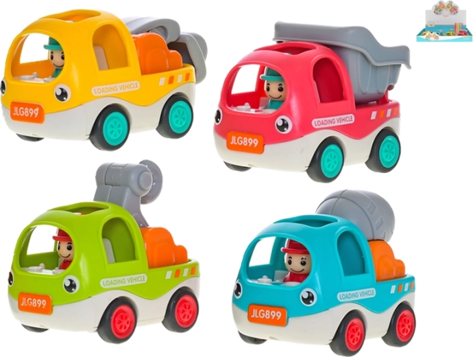 Fröhliche Baufahrzeuge mit Rückziehmotor 6,5 cm – Set mit 12 Stück