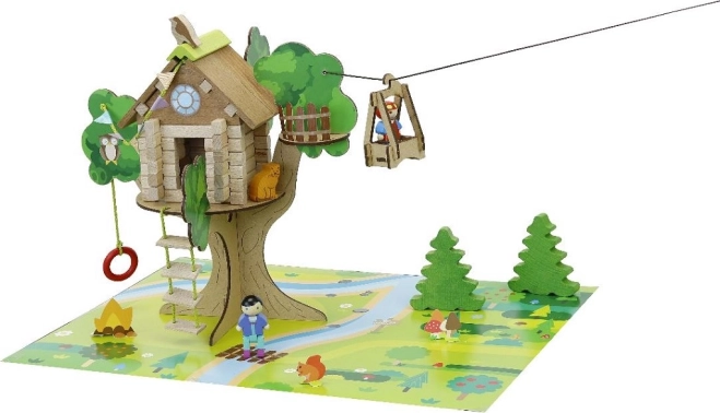 JEUJURA Holz-Baukasten Baumhaus, 70 Teile