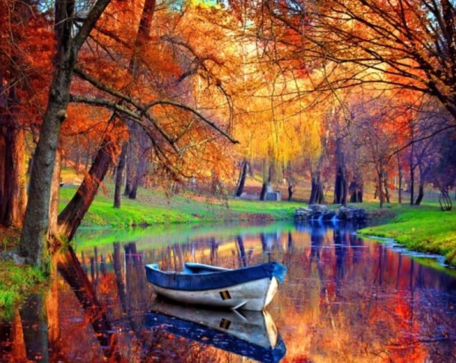 Diamantmalerei Verlassene Barke 30 × 40 cm