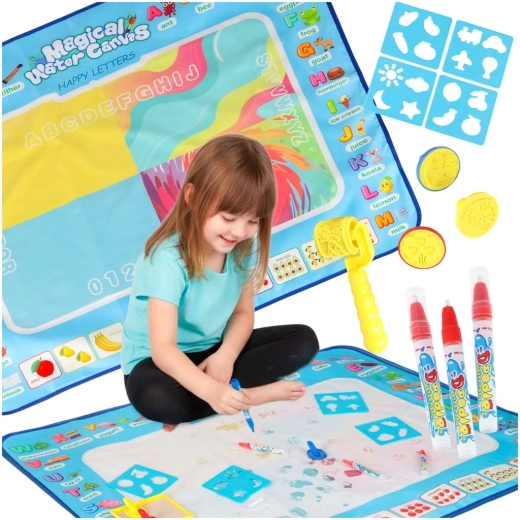 Wasser-Malmatte 100 × 80 cm mit Alphabet und Zubehörset
