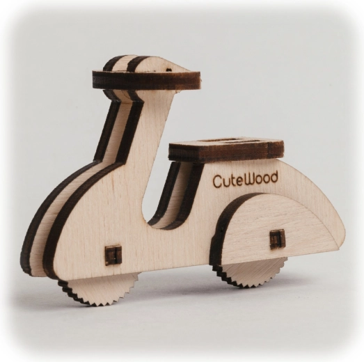 CuteWood Holz-3D-Puzzle Moped