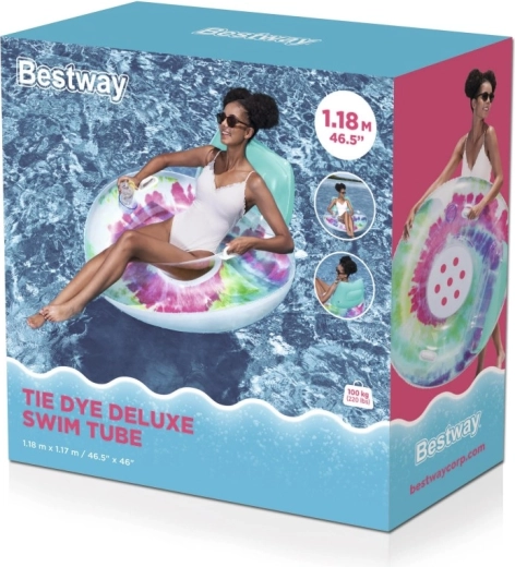 Aufblasbarer Schwimmring mit Rückenlehne Bestway Tie Dye 118 × 117 cm