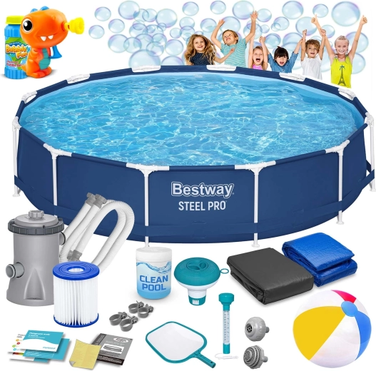 Gartenrahmenpool 366 × 76 cm BESTWAY Steel Pro 16-in-1