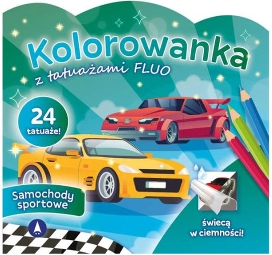 Malbuch mit fluoreszierenden Tattoos – Sportwagen