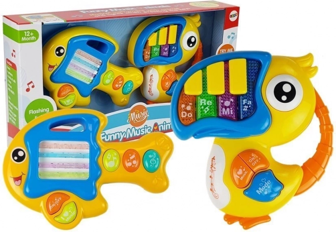 Interaktives Spielzeug Klavier und Gitarre Papagei und Fisch