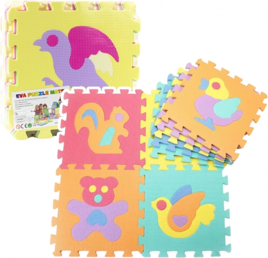 Weiche EVA-Schaumstoff-Puzzlematte mit Tieren, bunt, 9 Teile