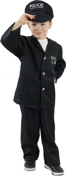 Kinder-Polizeikostüm mit Mütze – tschechischer Aufdruck – M