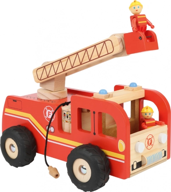 Holz-Feuerwehrauto SMALL FOOT mit drehbarer Leiter und Figuren