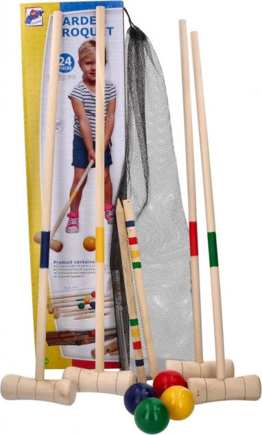 WOODY Garten-Krocket für die ganze Familie mit Netztasche